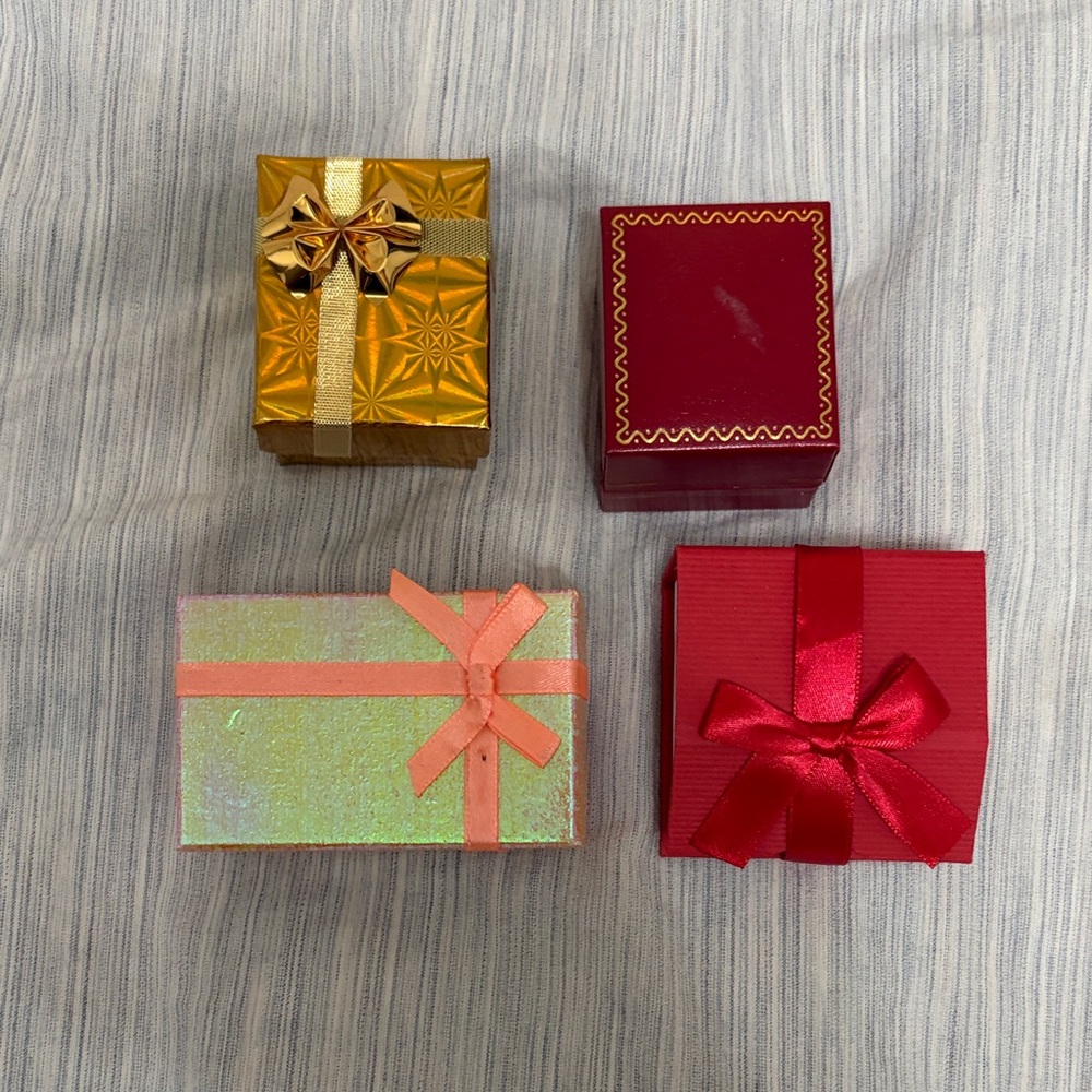 Pandora Jewelry Boxes in Gold and Red with Bows